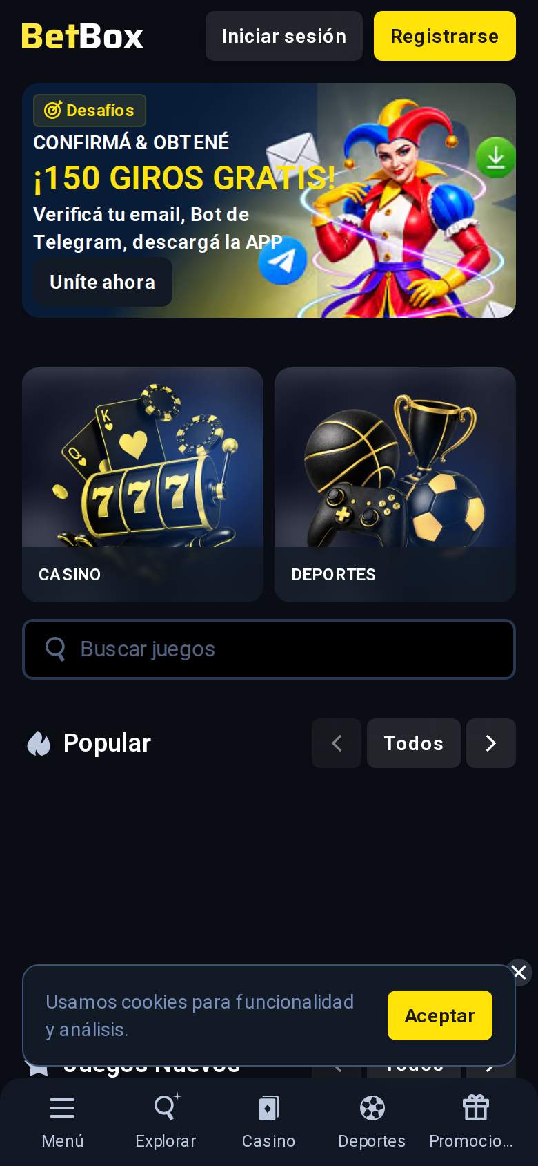 Betbox — página principal