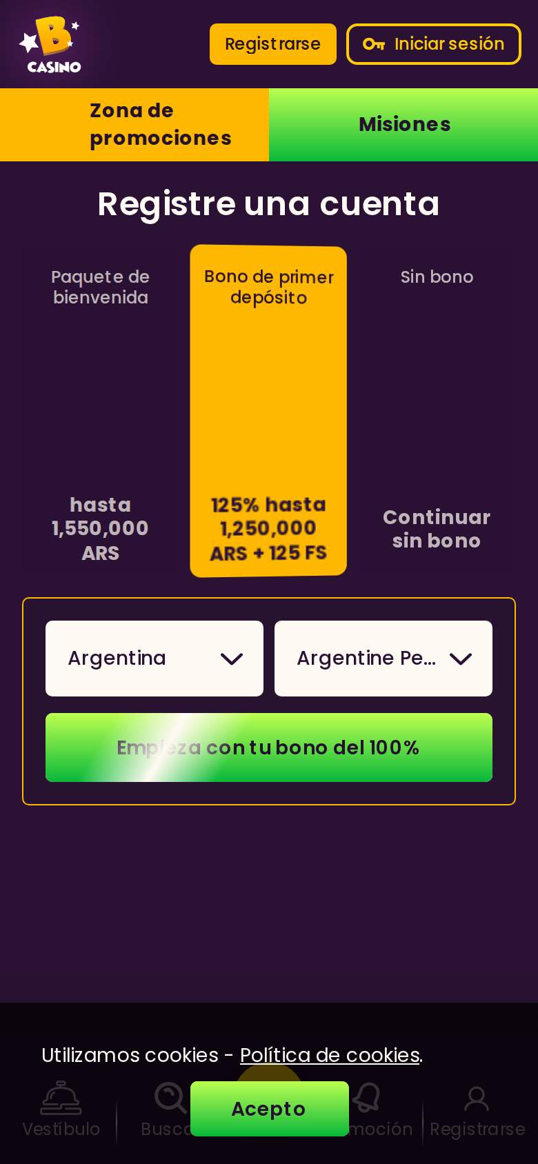 Bizzo Casino — registro
